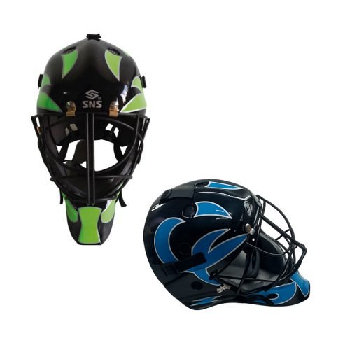Sports Dynamix | SNS Pro Hockey Goalkeeper / Goalie Helmet - Black/ Green + Black/ Blue - South Africa